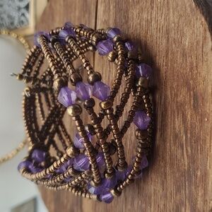 Arabian queen seed‎ beaded cuff bracelet B0621